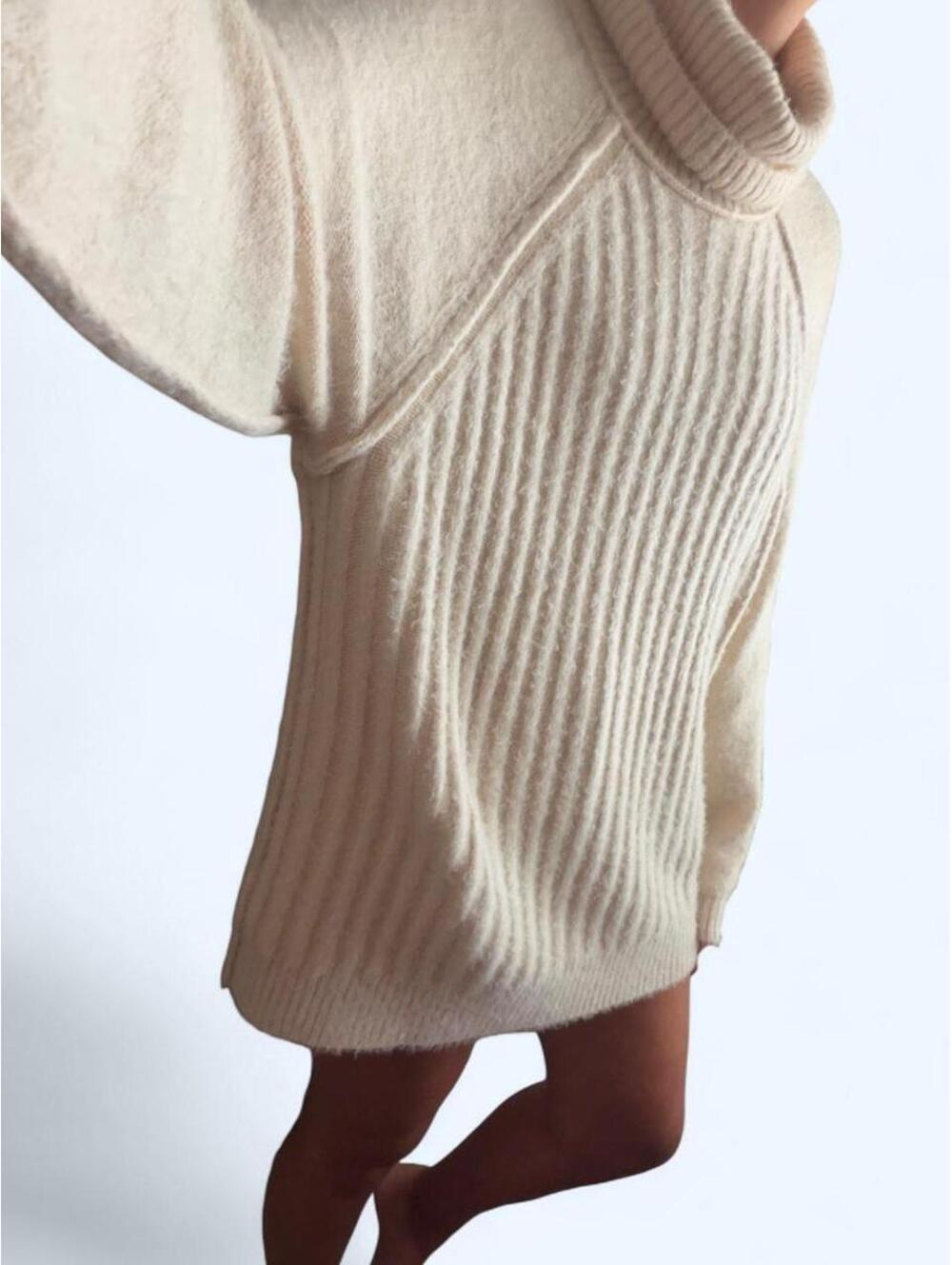 Free People cream ribbed knit sweater dress in size M